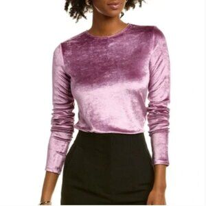 Vince Velour Crewneck Top In Purple Plum Night Pink Womens XL Long Sleeve *Soft*